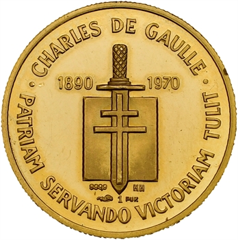 Ve République, Charles De Gaulle, en or, 1970 Paris