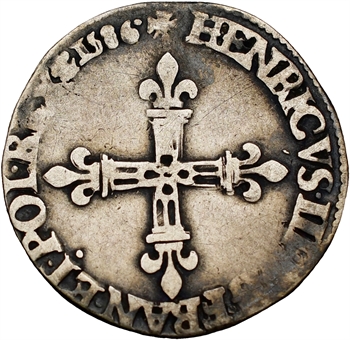 Henri III, huitième d’écu croix de face, 1586 Saint-Lô