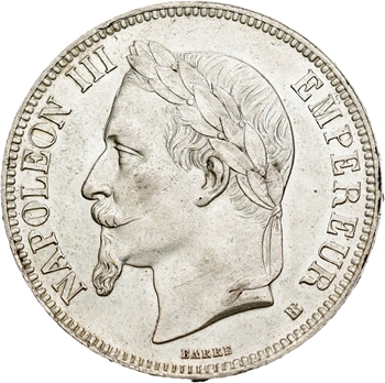 Second Empire, 5 francs tête laurée, 1869 Strasbourg