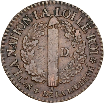 Constitution, 3 deniers FRANÇAIS, An 4, 1792 Strasbourg