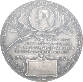 États-Unis, Union franco-américaine, hommage à Bartholdi et statue colossale de la Liberté, par L.-O. Roty, 1886 Paris NGC MS63