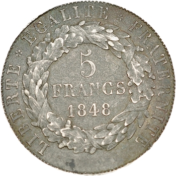 IIe République, concours de 5 francs par Vauthier-Galle, 1848 Paris