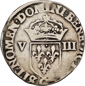Henri III, huitième d’écu croix de face, 1586 Saint-Lô