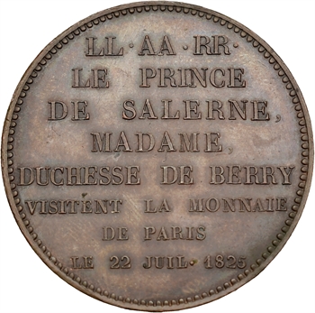 Charles X, module de 5 francs, visite du Prince de Salerne, 1825 Paris