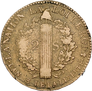 Constitution, 2 sols FRANÇOIS, An 3, 1791 Paris